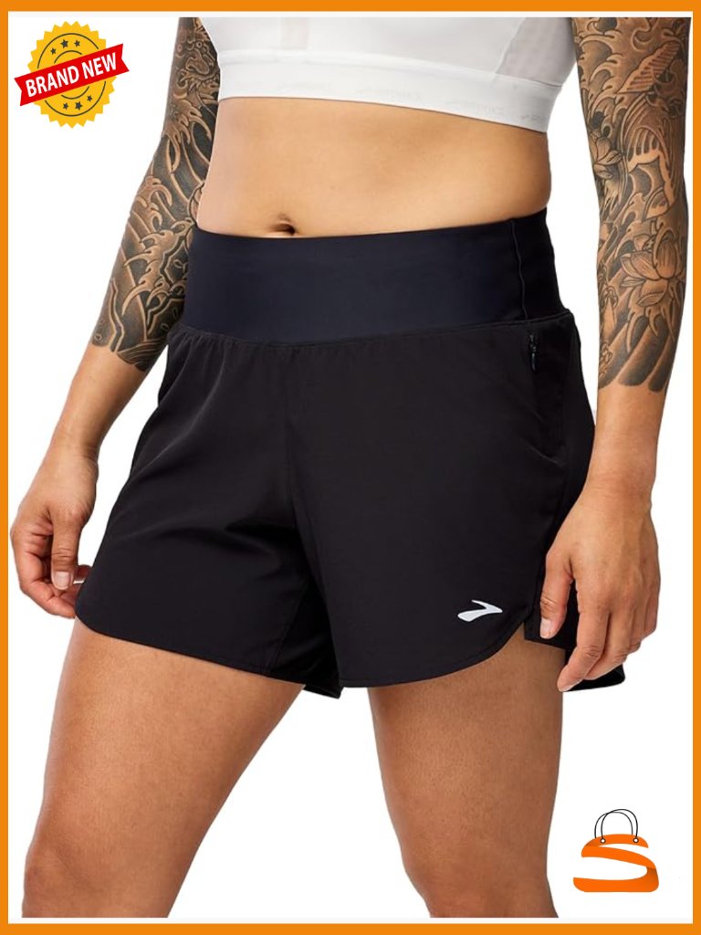 High-Rise Athletic Shorts With Adjustable Waistband And Pockets, 5" Inseam